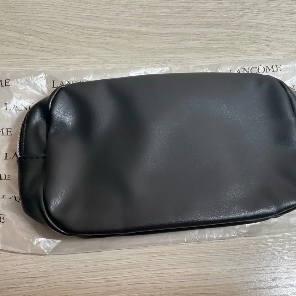 Lancome Black Cosmetic Makeup Perfume Gift Bag Rose Design Zipper